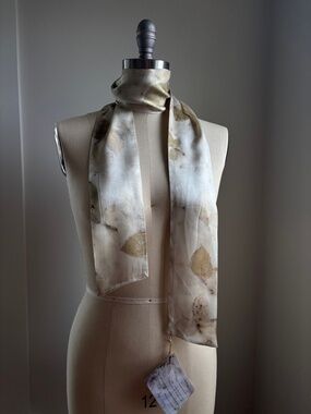 Narrow silk scarf, dyed with plants. NWT